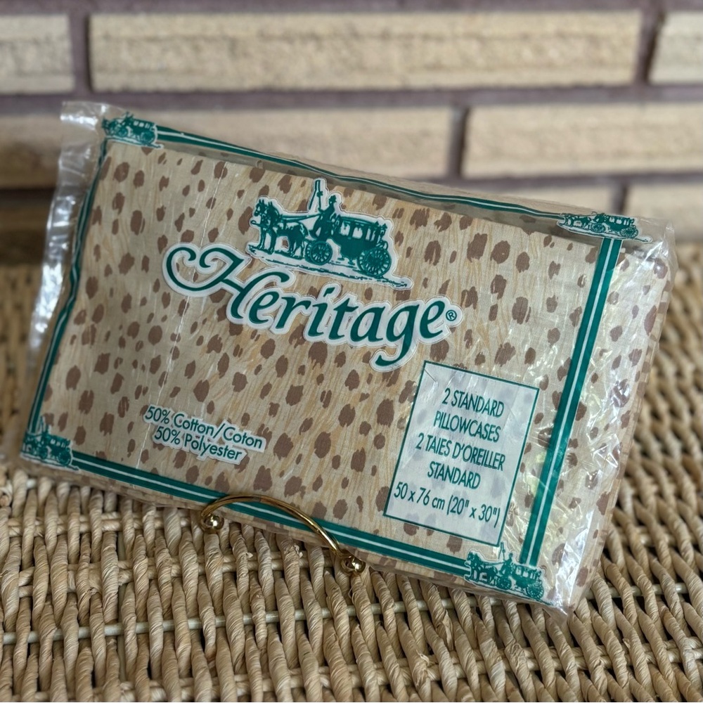 70's Leopard Print Pillowcases - pair - NEW - Heritage Standard Pillowcases